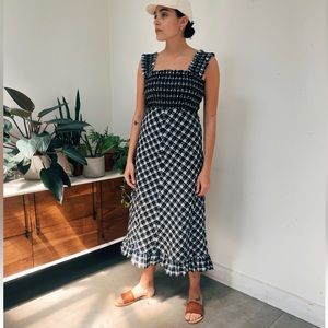 GANNI Seersucker Check Maxi Dress Sz 38